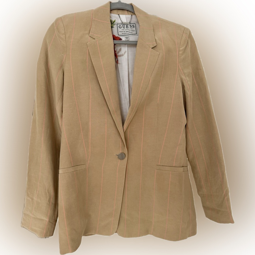 Guess Tan and Pink Blazer Suit Jacket